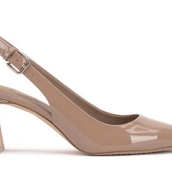 Vince Camuto Nude Block Heel Slingbacks - Picture 2 of 9